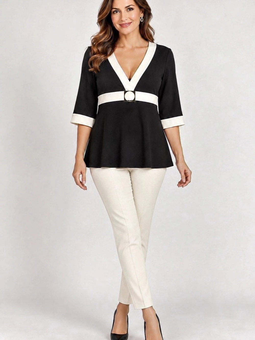 Trina Turk Santina Top Color Block V-Neck Size Small